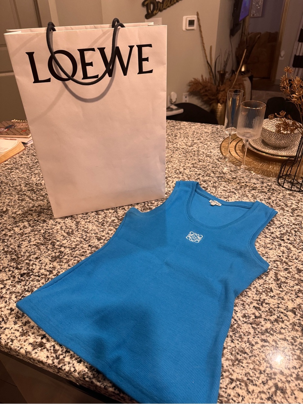 Loewe Bright Blue Ribbed Logo Tank - Picture 7 of 7